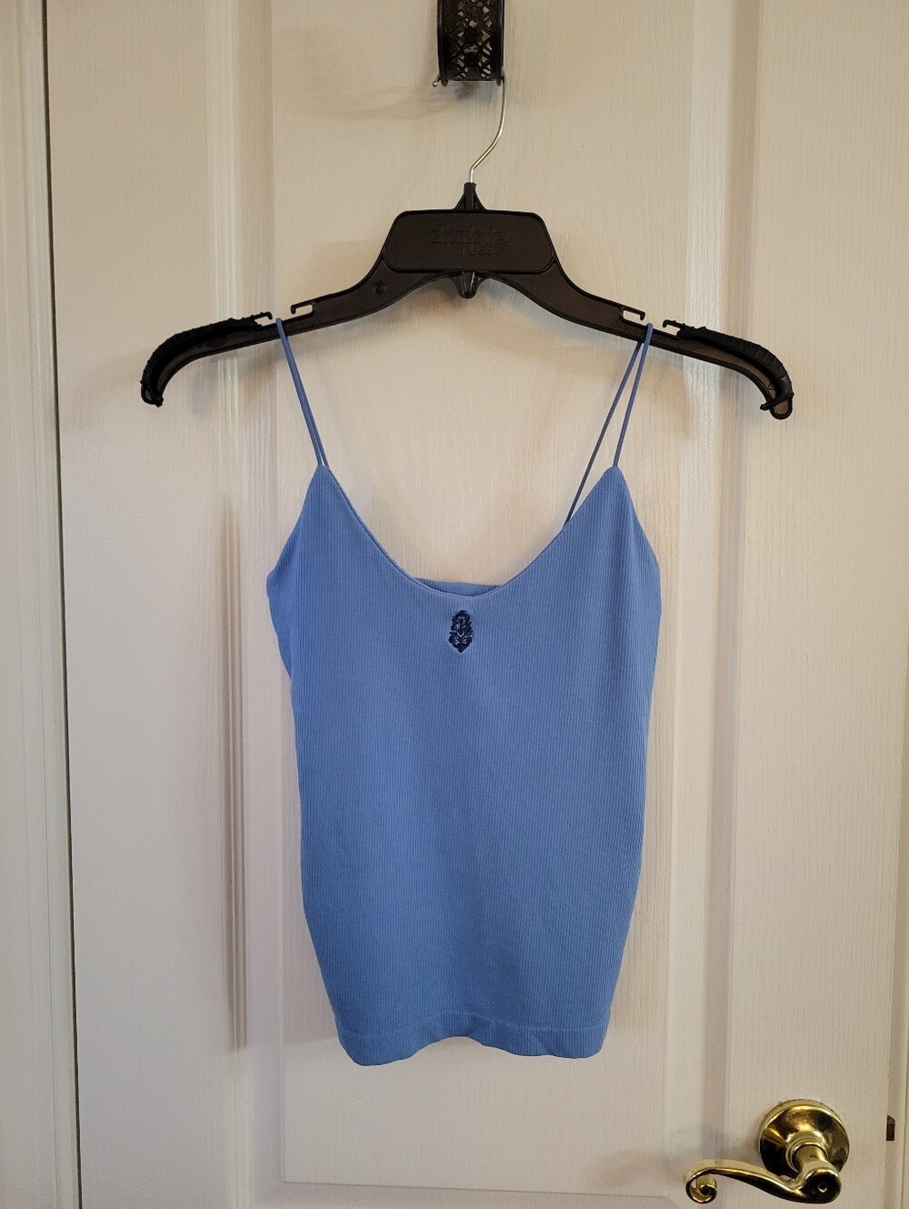 FP Movement Skinny Strap Logo Tank Top Riviera Blue XS/S Ribbed Scoop Neck